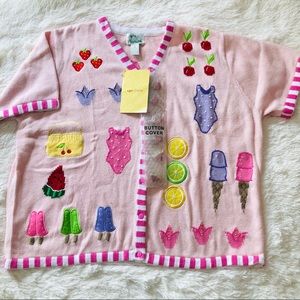 QVC SWEET TOOTH DESIGN CARDIGAN 2X